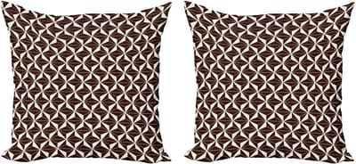 ABAKUHAUS Geometrische decoratieve kussenhoez 2-pack, contrasterende driehoek 45x45 cm, zeehondenbruin en crème
