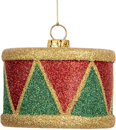 Clayre & Eef Kersthanger Trommel Ø 7x5 cm Rood Kunststof