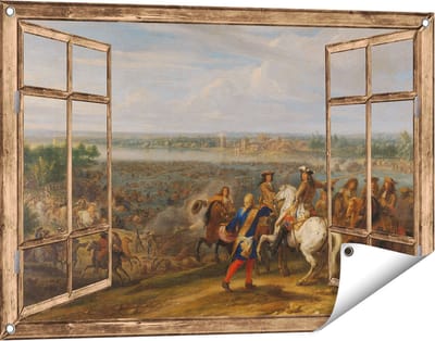Gards Tuinposter Doorkijk Lodewijk XIV trekt bij Lobith Nederland binnen - Adam Frans van der Meulen - 90x60 cm - Tuindoek - Tuindecoratie - Wanddecoratie buiten - Tuinschilderij