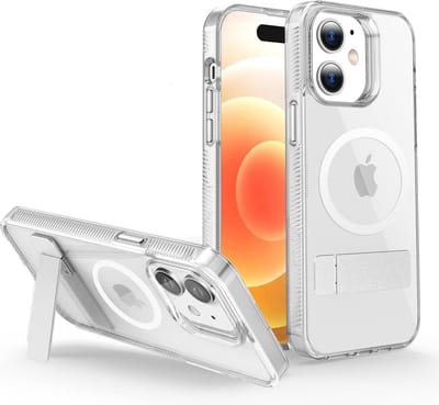 Casify Doorzichtig Kickstand Hoesje geschikt voor MagSafe iPhone 12 Hoesje - Transparant