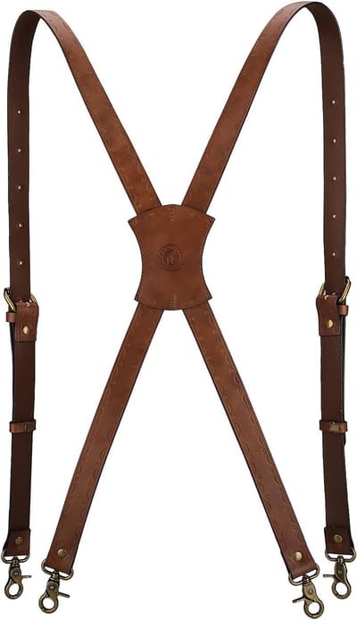 Verstelbare X-vormige leren suspender voor heren, 1" breed, stevig en duurzaam voor optimaal comfort