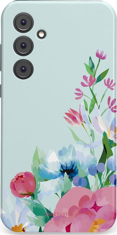 Casetastic hoesje geschikt voor Samsung Galaxy A35 - Dubbellaagse bescherming - Dagdroom in bloei - Fashion Case - Lichtgrijs Lichtroze