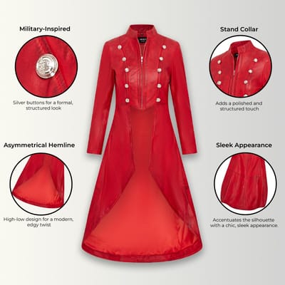 Gothic Edwardiaanse leren damesjas met volledige lengte - Atlanta