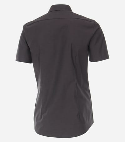 VENTI body fit overhemd - korte mouw - popeline - grijs - Strijkvriendelijk - Boordmaat: 39