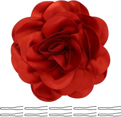 6 cm grote rozenbloembroche, bloemenbroche, effen bloemenbroches, grote camelia, bloemennaalden voor dames, eindexamenbal, bruiloft, kledingaccessoires, 20 x 17 x 3.5cm, Premium stofmateriaal