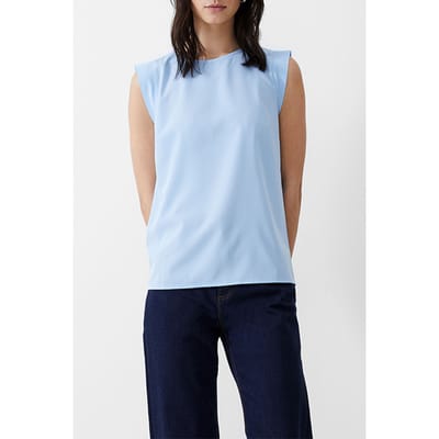 French Connection S/s Crepe Light Tank Top Placid Blue Size: 8 | Tanks &amp; Camis Outlet | Dames | Blauw