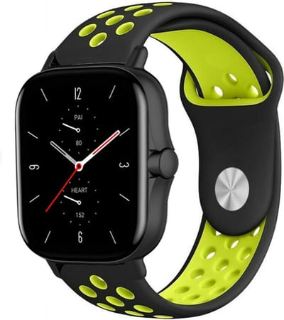 Strap-it Sport siliconen bandje - geschikt voor Xiaomi Amazfit Bip / Bip S / Bip Lite / Bip U Pro / Bip 3 / GTS 1-2-3-4 - MIni / Amazfit GTR 42mm - zwart/geel
