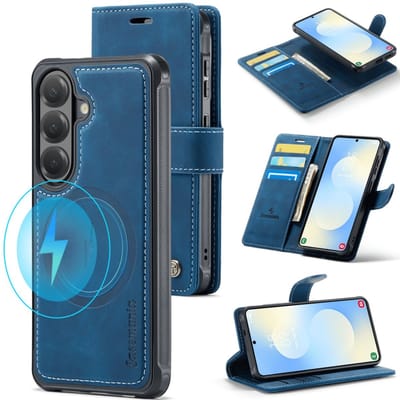 Casemania - Bookcase - 2-in-1 Magnetic MagSafe Case - Geschikt voor Samsung S26 - Donker Blauw
