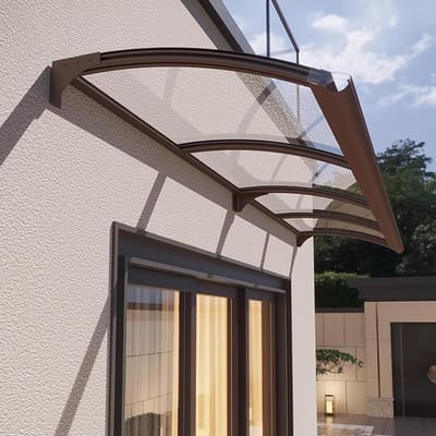 Tuinoverkapping Polycarbonaat - Regenbescherming Buiten - Voordeur Beschermen - Geïntegreerde Goten - 120x60cm - Transparant