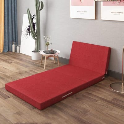 Gastenmatras Opvouwbaar - Logeermatras Slaapmat - Comfortabel Slapen - Schuim met Hoge Dichtheid - 60x200x8 cm - Rood