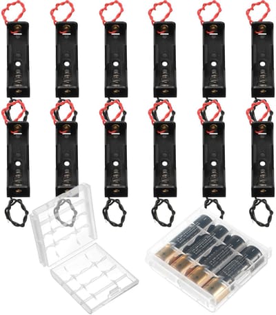 Allecto - 12 Stuks AA Batterijhouder - Batterij Opbergdoos - Met Draadkabels - Handig voor Thuisgebruik - Ideaal voor AA Batterijen - Compact en Li..