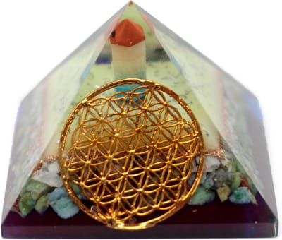 Grote Organite Piramide 70mm - Bloem des levens symbool