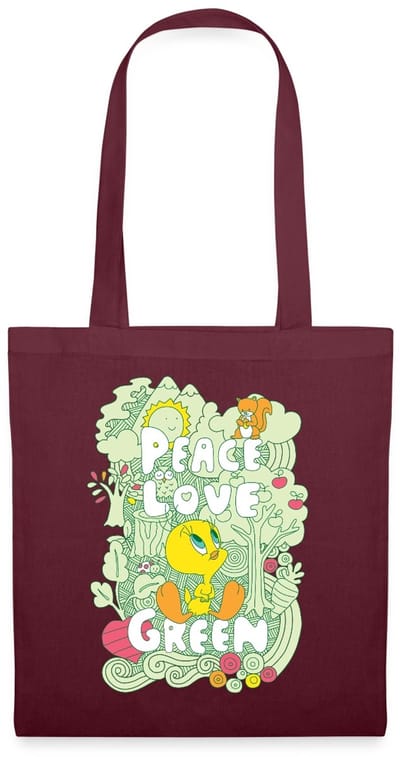 Looney Tunes Tweety Peace Love Green Design Tas Van Stof Schoudertas