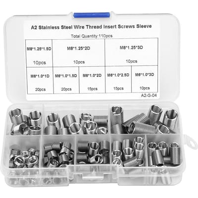 Jeu de 110 inserts filetés en fil spiralé M6M81D3D, vis filetées en acier inoxydable, manchons