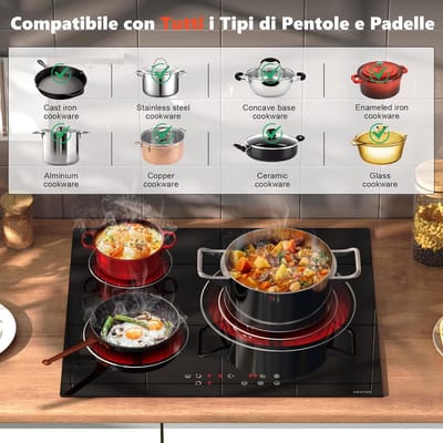 Keramische Kookplaat - Inbouw Kookplaat 3 Zones - Koken voor het Gezin - Flexibele Drie Cirkel Zone - 60 cm