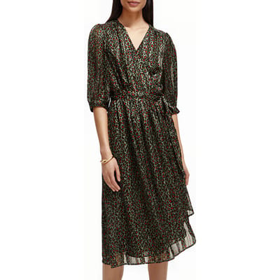 Scotch & Soda Asymmetric Wrap Dress Creatures Of The Night Field Green Maat: 34 | Midi Jurken Outlet | Dames | Groen