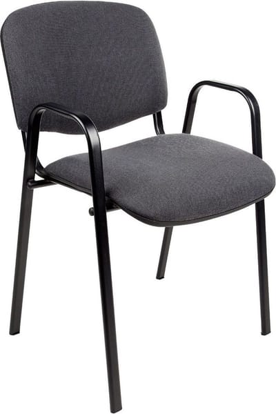 Vergaderstoel of conferentiestoel basic zwart frame met armleuningen Helblauw stof