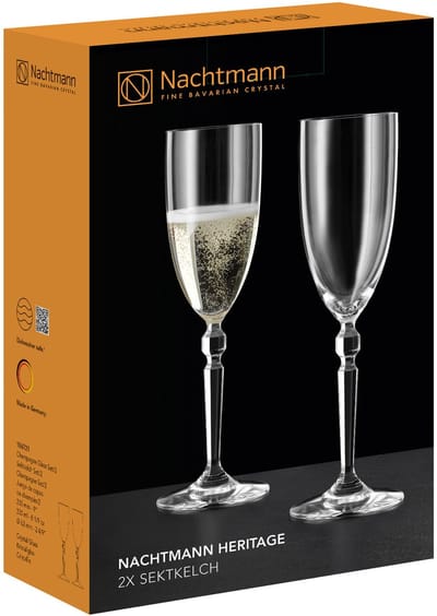 Nachtmann Heritage champagneglas, set van 2, champagneglas, kristalglas, 230 ml, 106721
