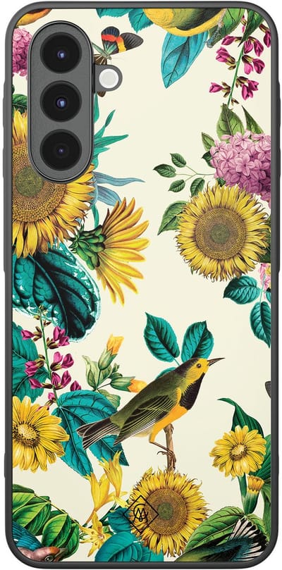 Casimoda® hoesje - Geschikt voor Samsung Galaxy A16 - Zonnebloemen / Bloemen - Zwart TPU Backcover - Bloemen - Geel