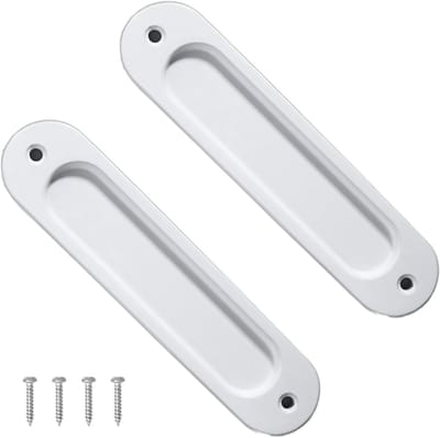 Set van 2 Ovale Schuifdeurgrepen – Vlakke Inbouwgrepen van Aluminium voor Schuifdeuren en Kasten – Wit, 148 mm, Duurzaam en Stijlvol