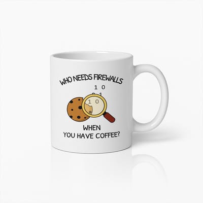 Wie Heeft Firewalls Nodig Als Je Koffie Hebt Mok 330ml – Grappige Tech Koffiebeker voor IT Professionals