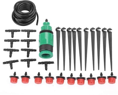 Druppelirrigatiekit Tuin - Watergeefsysteem Planten - Automatisch Water Geven - Waterbesparend Systeem - 5 Meter Slang - Zwart