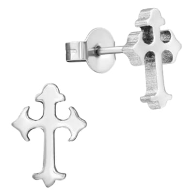Aramat Jewels | Oorbellen | Stalen Kruisjes Oorbellen - Tijdloos & Stoer | Zilverkleur | |8mm | Staal | Kinderen, Volwassenen | Verkleurd niet