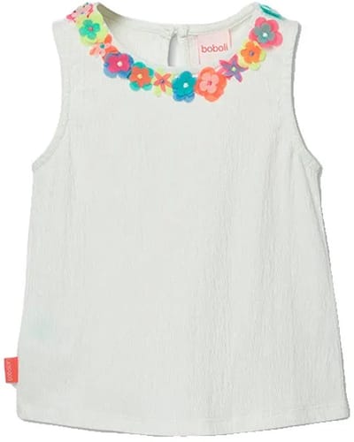 Boboli 313063 Mouwloos T-shirt Wit 24 Months Meisje