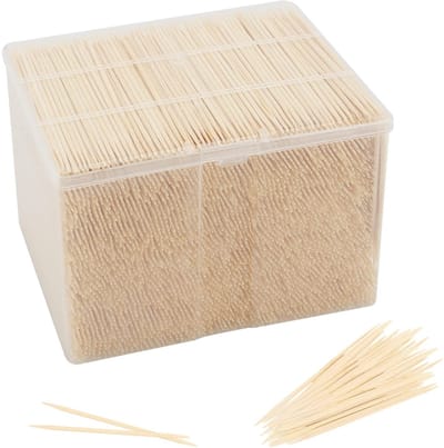Dailygoods- Bamboe Tandenstokers 3500 Stuks - Houten Cocktailsticks - Dubbelzijdige Fruitcocktailplectrums - Draagbare Voorgerecht Sticks - Ideaal voor Vingerbuffet - Stevige Plastic Behuizing