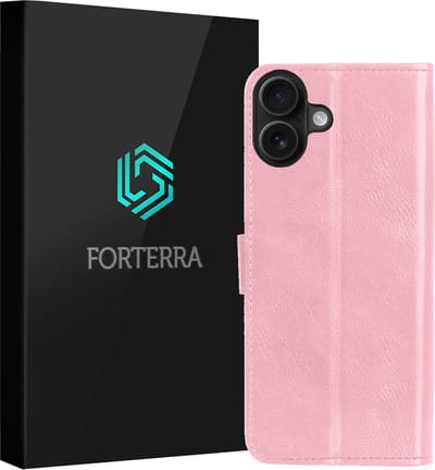 Hoesje Geschikt voor Apple iPhone 16 - Luxe Bookcase - Walletcase Hoes - Portemonnee - Cover - Lichtroze