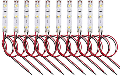 Golden crown - LEDstrips - Warmwit - Zelfklevend - Vooraf bekabeld - 10 stuks - Ideaal voor miniatuurruimtes en poppenhuizen