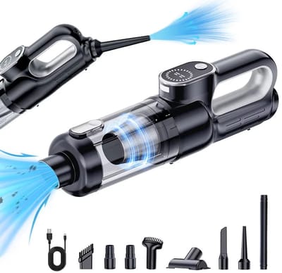 EAFC Kruimeldief snoerloos - Handstofzuiger oplaadbaar - LED verlichting - LED-scherm - Auto stofzuiger - Zwart