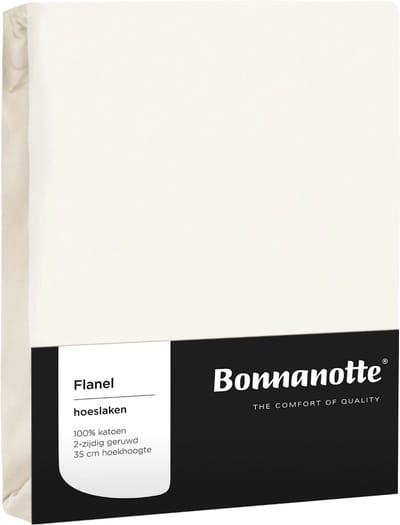Bonnanotte hoeslaken flanel - offwhite 80x200