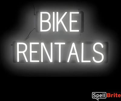 BIKE RENTALS - Lichtreclame Neon LED bord verlicht | SpellBrite | 70 x 38 cm | 6 Dimstanden - 8 Lichtanimaties | Reclamebord neon verlichting