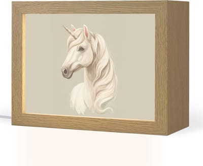 Nachtlampje 20x15 cm - Kinder lampje - Eenhoorn - Wit - Getekend - Tafellamp kinderkamer - Slaapkamer lamp - Bedlamp kinderen - Kinderlampje stopcontact - Wandlamp babykamer - Nachtlampjes
