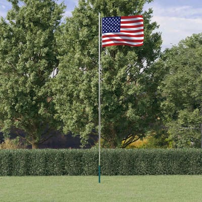 vidaXL - Vlag - met - vlaggenmast - Verenigde - Staten - 6,08 - m - aluminium