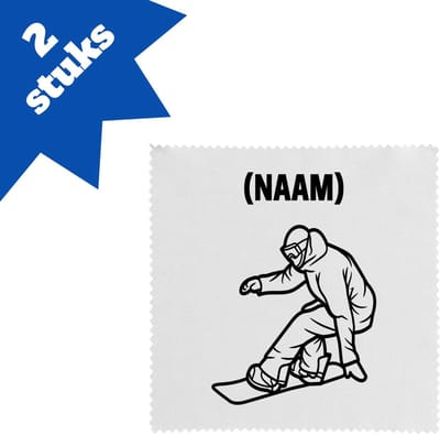 Akyol - snowboard met eigen naam brillendoekjes - Snowboarden - snowboarders - wintersport - 17,8 bij 17,8 cm - 2 stuks