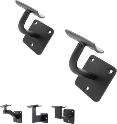 Leuninghouders Set - Trapbeugels Metaal - Veilig Traplopen - Gepoedercoat Roestvrij - 2 Stuks - Zwart