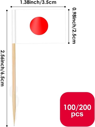 100 stuks Mini Tandenstokers met Japanse Vlaggen voor Feesten en Evenementen