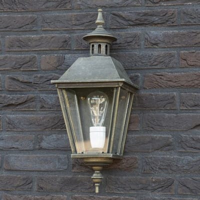 KS Verlichting wandlamp - Oranjeburg plat - Buitenlamp - E27 - Vierkant - Glas - Klassiek - Brons - Koper