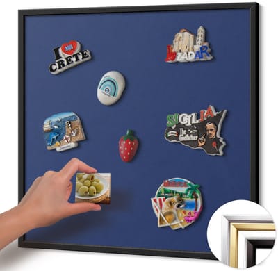 Wallfluent - Marine Magneetbord in Effen Kleuren - 50 cm x 50 cm - Magneetbord met Zwarte Frame - Marineblauwe kleur - Design Magneetbord met Frame - Memobord voor Keuken - Magnetisch Bord Muurbevestiging