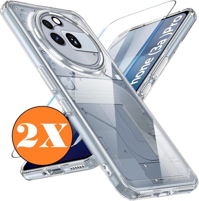 Hoesje Geschikt voor Nothing Phone 3a Pro transparant hoesje Anti Shock silicone hoesje met 2 Pack Screenprotector tempered glass