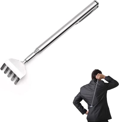Roestvrijstalen Telescopische Rugkrabber - Uitschuifbaar van 15cm tot 50cm - Handvormig Achterkrabber - voor Thuis Kantoor Reizen