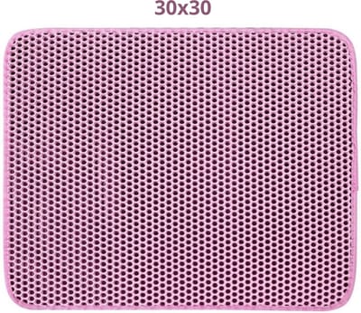 Bovista Kattenbak Mat - Katten Mat - Grit Opvanger - Schoonloopmat Kattenbak - Kattenbak Uitloopmat - Kattenbak Matje - Cat Litter Mat - Anti Slip - Roze - 30x30cm