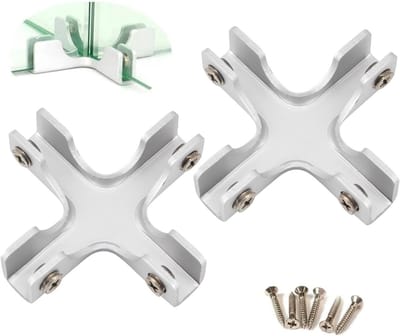 Glassteunbeugel in kruisvorm van aluminiumlegering voor 8-12mm glasdikte met schroeven (Set van 2) - Ideaal voor glazen panelen en wandmontage