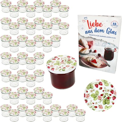 50-delige set sturzglas 125 ml jamglas inmaakglas weckglas To 66 bosbessen deksel incl. Diamant-suiker Gelierzauber receptenboek