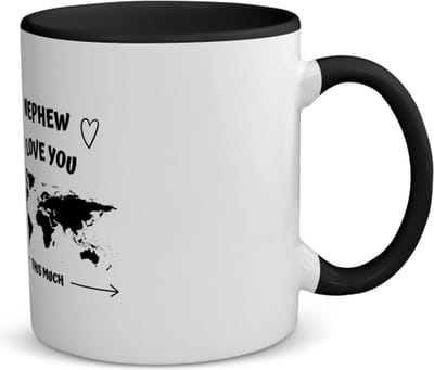 Akyol - nephew i love you this much koffiemok - theemok - zwart - Neef - geweldige neef - liefste neef - verjaardag - cadeau - kado - bedankje - geschenk - 350 ML inhoud