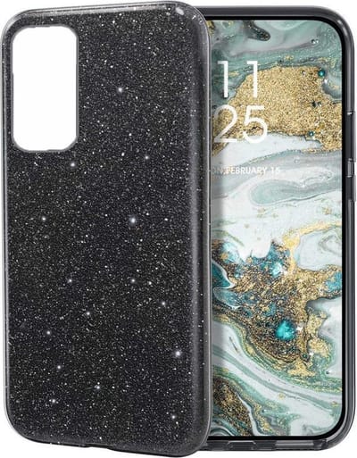 Hoesje Geschikt voor: Huawei P40 Hoesje Glitters Siliconen TPU Case zwart - BlingBling Cover