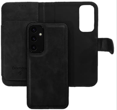 CaseMania Bookcase hoesje geschikt voor Samsung Galaxy A56 - Effen Zwart - Kunstleer - 2-in-1 Magnetisch Uitneembaar Design - 6 Pasvakjes 1 Steekvak
