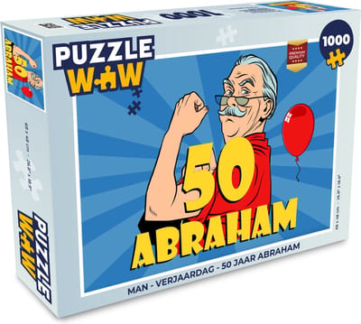 Puzzel Man - Verjaardag - 50 jaar Abraham - Legpuzzel - Puzzel 1000 stukjes volwassenen